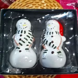 Snowman ☃️ salt & pepper shakers new in box 4" tall ☃️